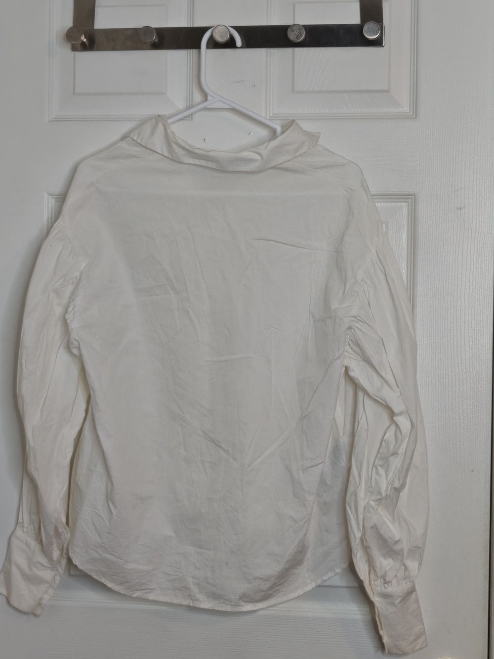 Mango Bell Sleeve Crop Length White Button-up Shirt - Picture 4 of 6